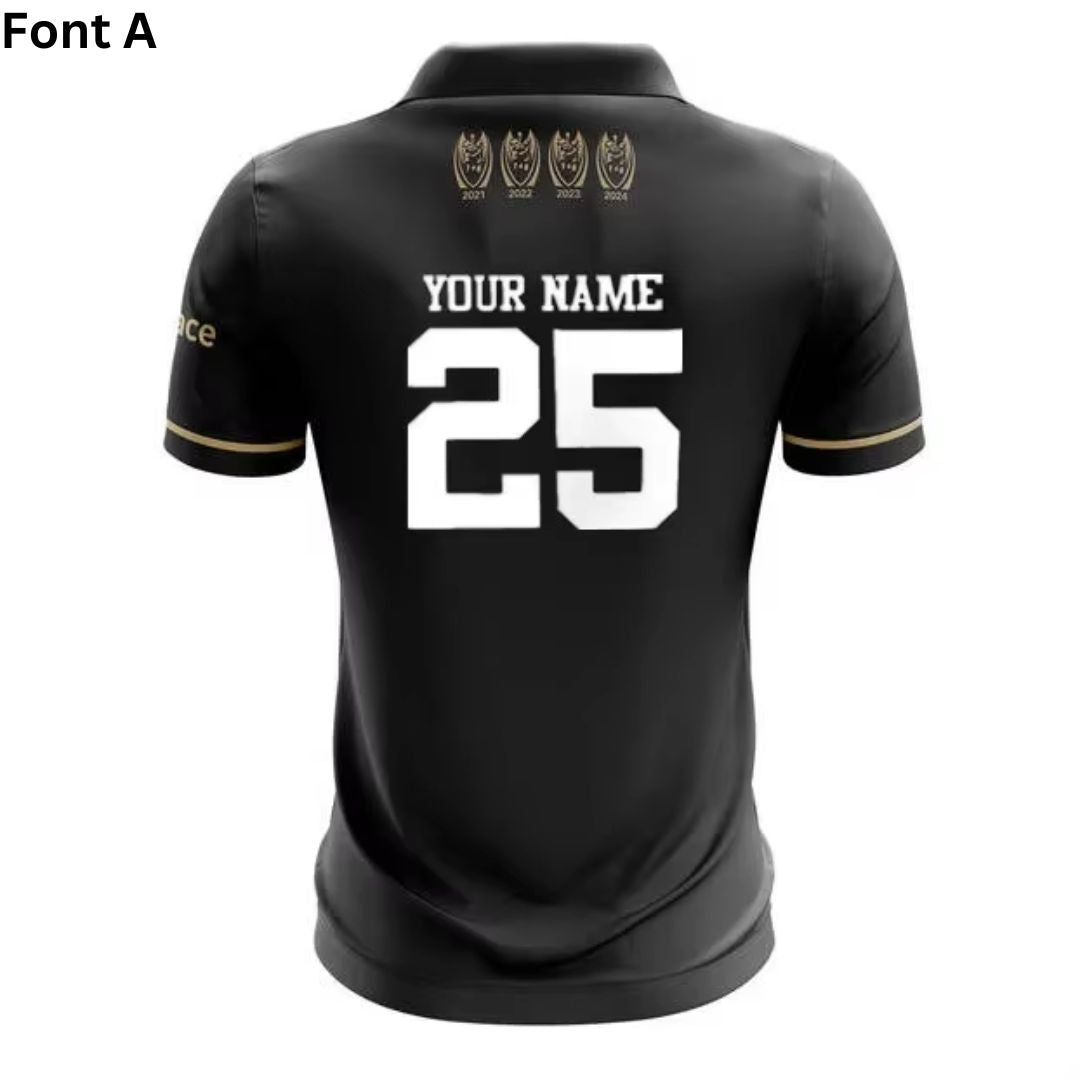 2024 Penrith Panthers Premiers 4 In a Row Black Polo Shirt