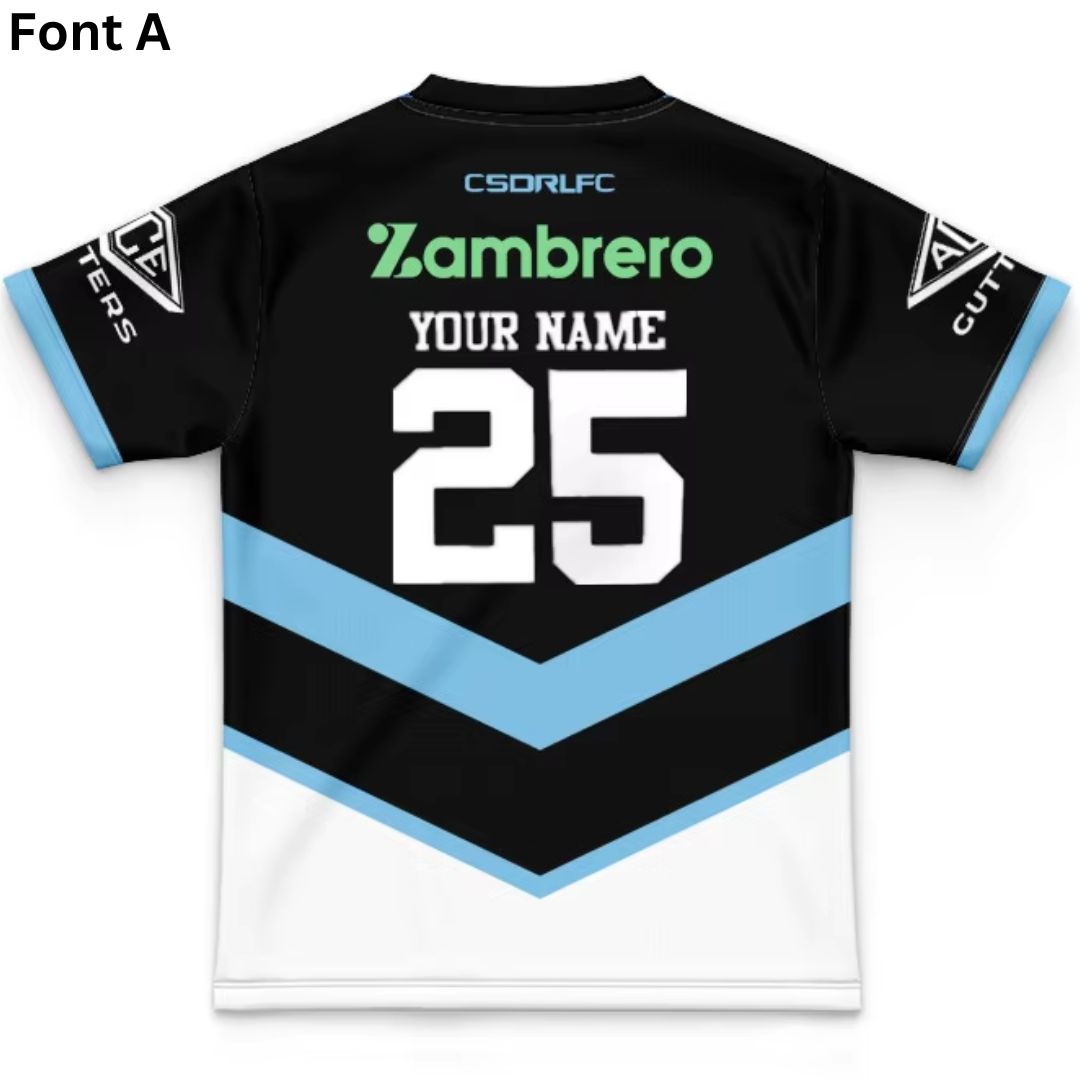 Cronulla Sutherland Sharks 2025 Kids Away Jersey and Shorts Kit