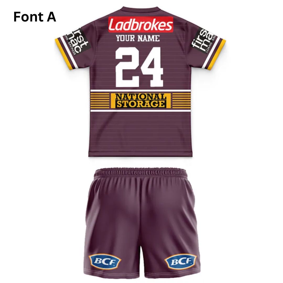 Brisbane Broncos 2022 Kids Home Jersey and Shorts Kit