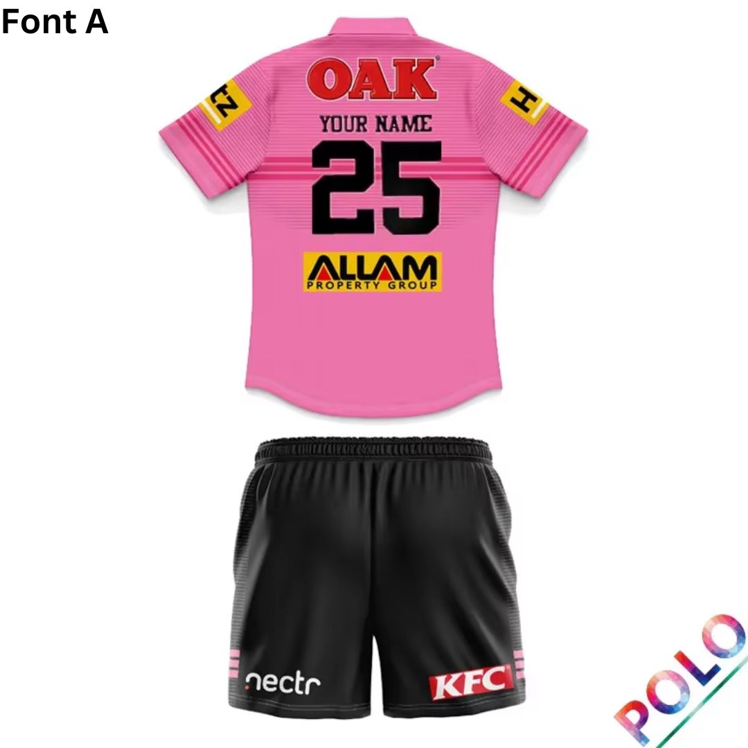 Penrith Panthers 2025 Kids Away Polo Shirt and Shorts Kit