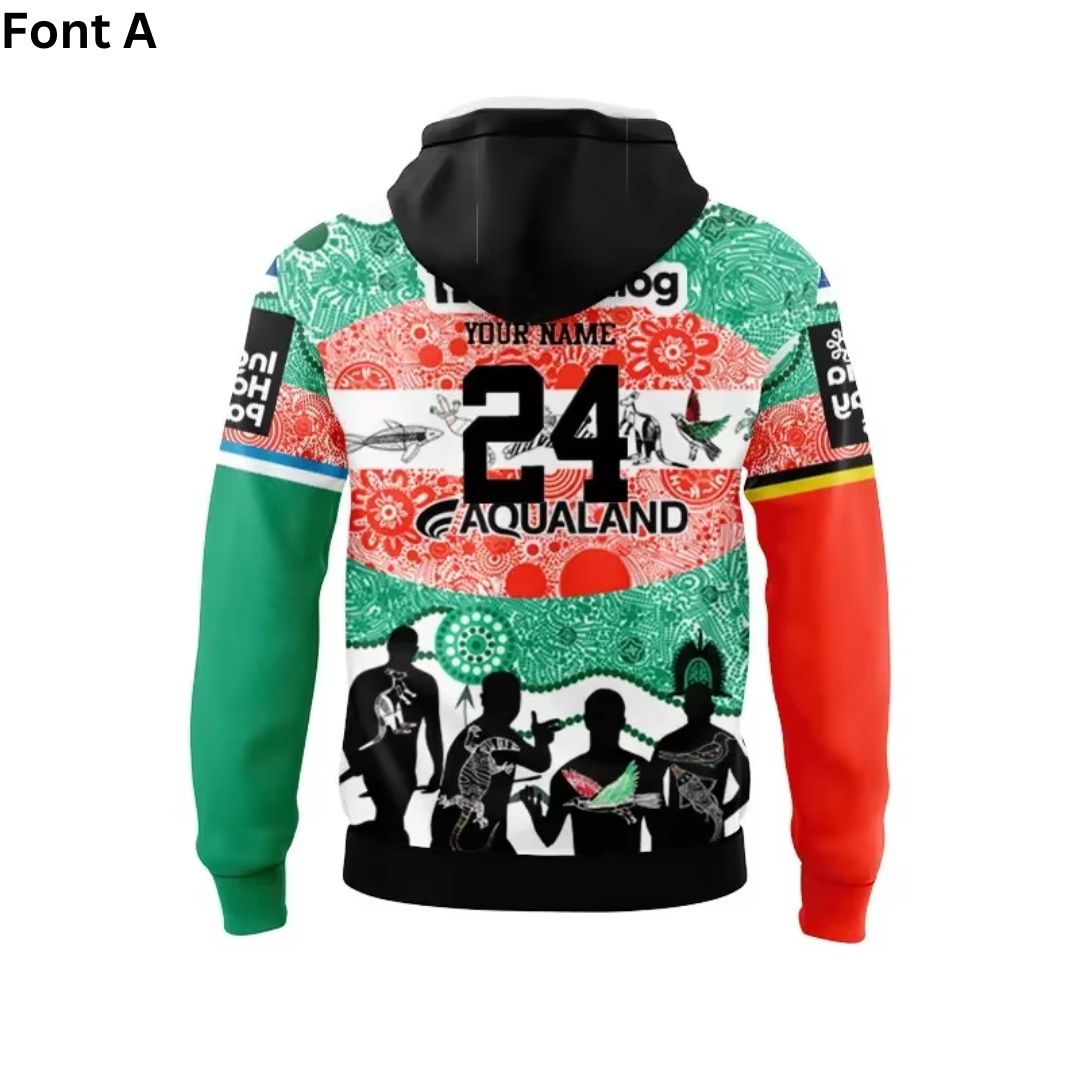 South Sydney Rabbitohs 2024 Indigenous Hoodie With Zipper