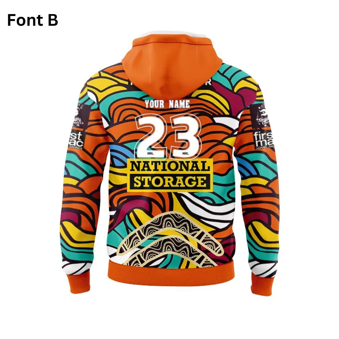 Brisbane Broncos 2023 Indigenous Hoodie With Zipper