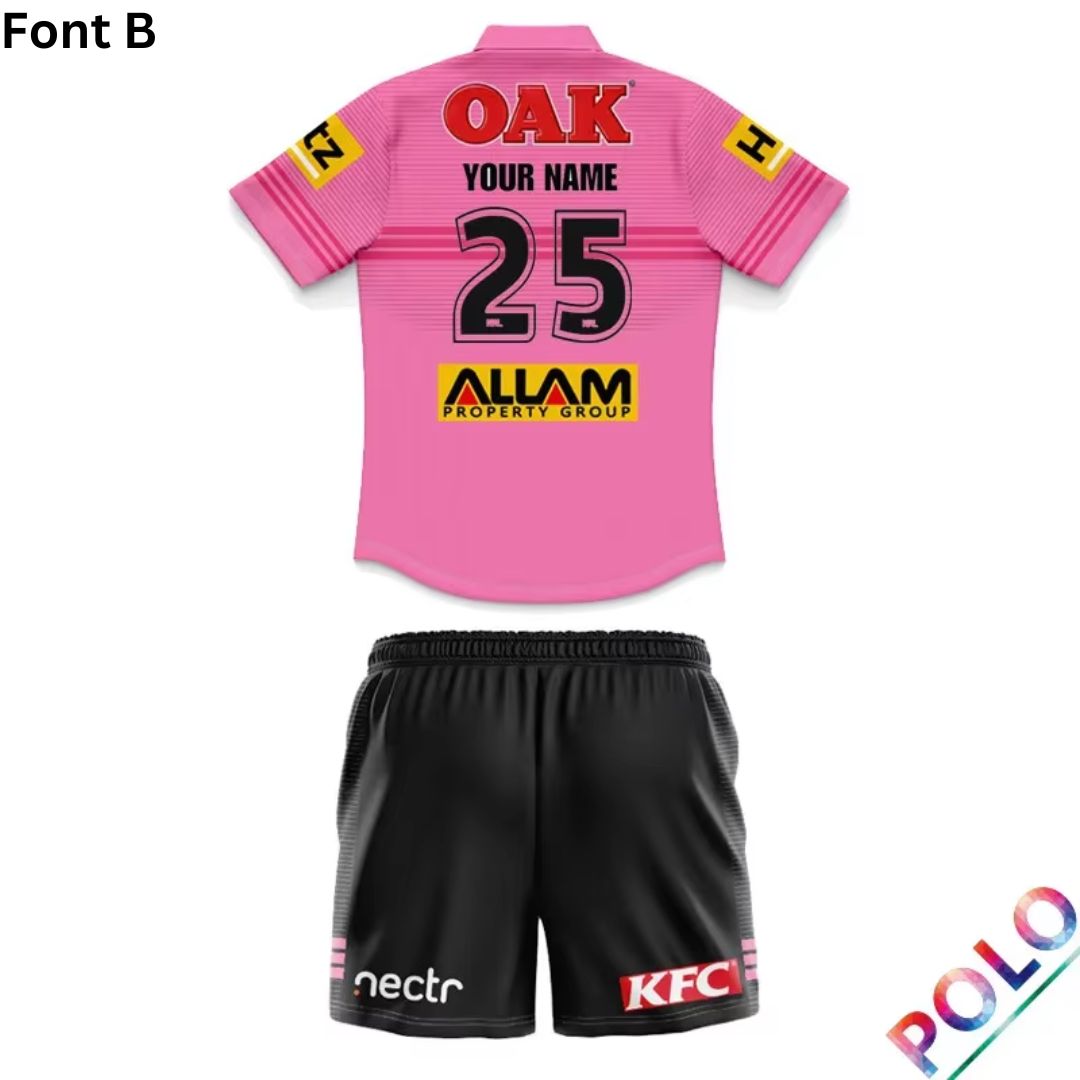 Penrith Panthers 2025 Kids Away Polo Shirt and Shorts Kit