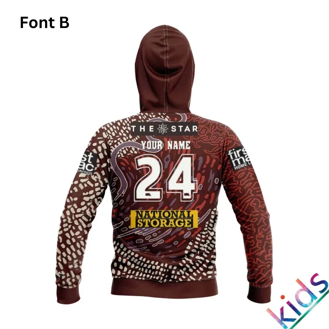 Brisbane Broncos 2024 Kids Indigenous Hoodie