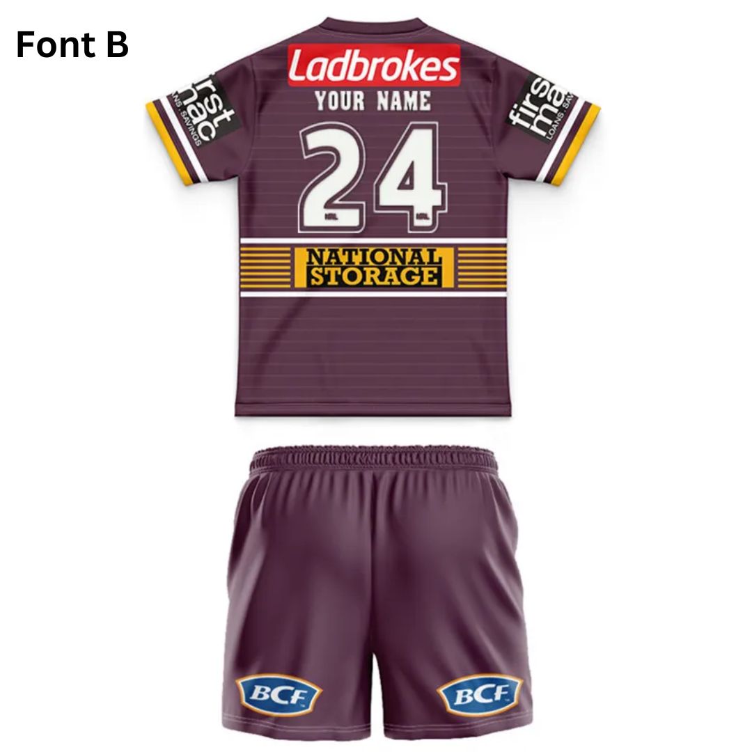 Brisbane Broncos 2022 Kids Home Jersey and Shorts Kit