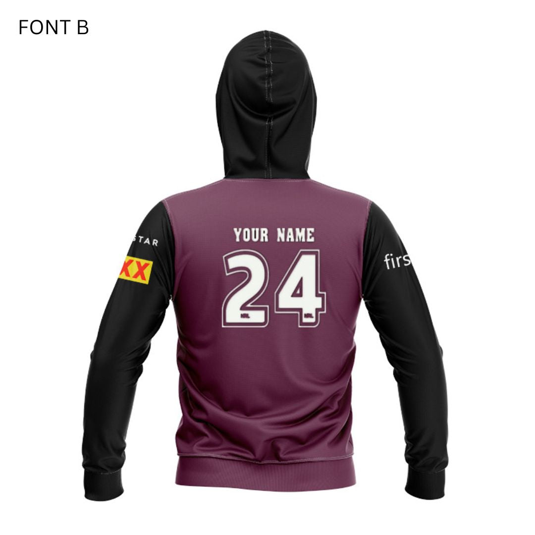 Brisbane Broncos 2024 Black Sleeve Hoodie