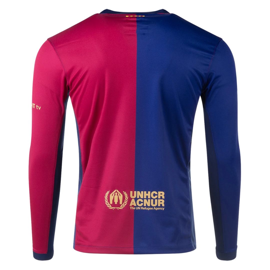 Barcelona 2024/25 Long Sleeve Home Jersey Shirt (Add Your Own Name & Number)