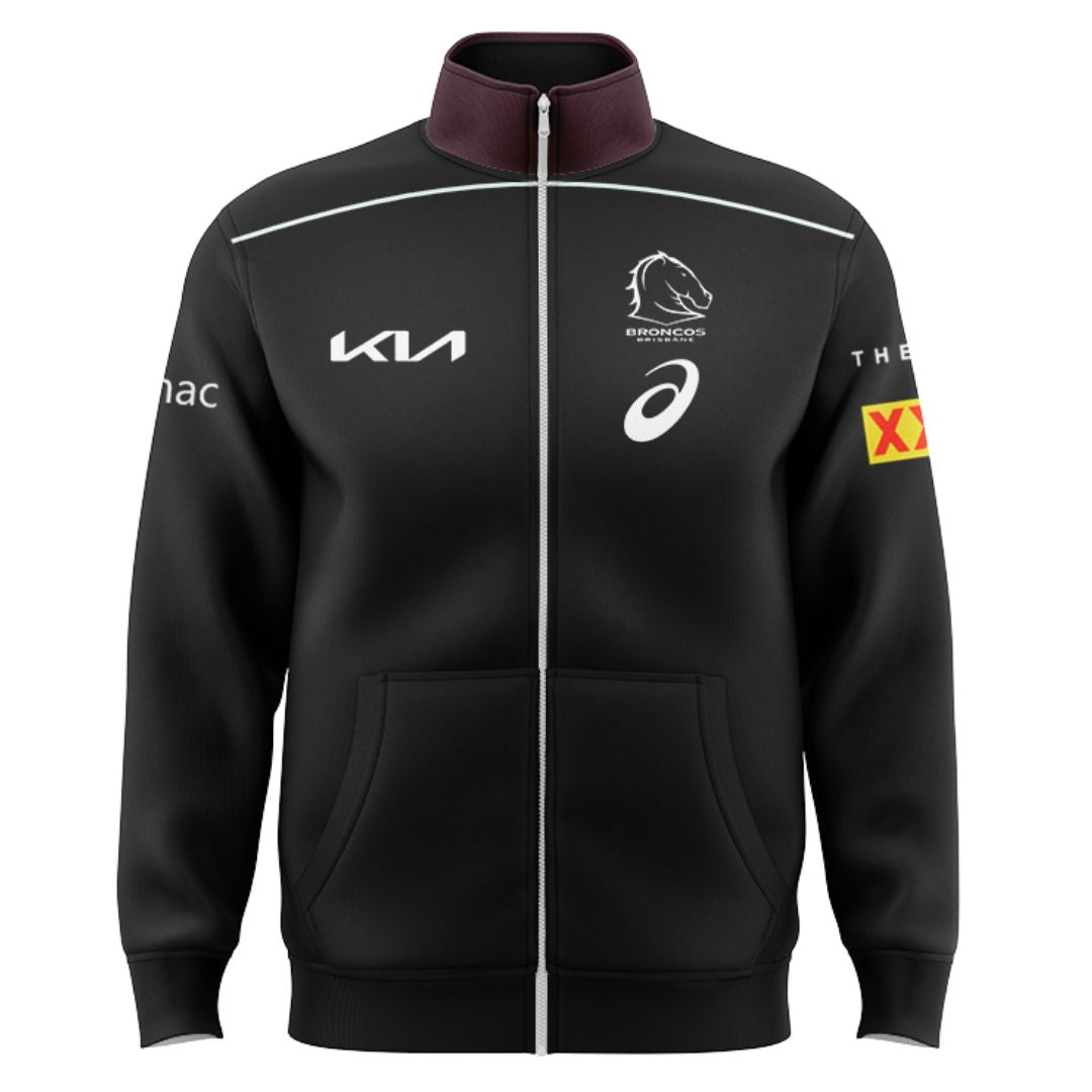 【激レア・ラグビー】Brisbane Broncos Brisbane Broncos 2025 Black Front Jacket with Zipper