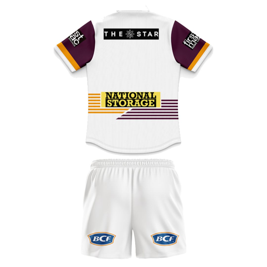 Brisbane Broncos 2025 Kids Away Polo Shirt and Shorts Kit
