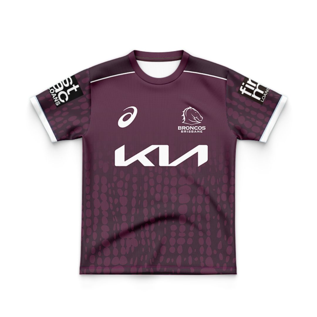 Brisbane Broncos 2025 Kids Maroon Training Jersey