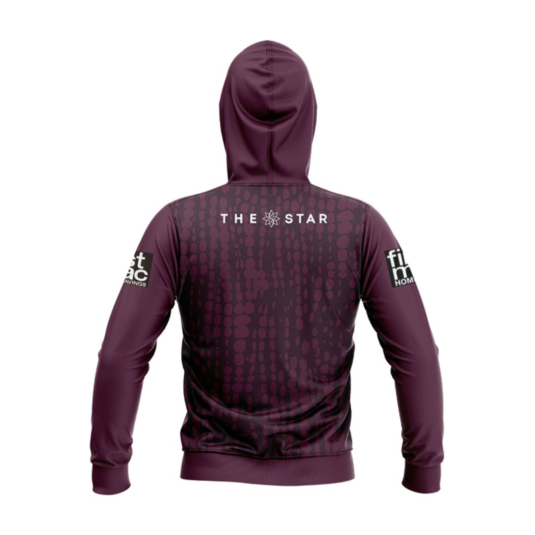 Brisbane Broncos 2025 Maroon Training Hoodie With Zipper