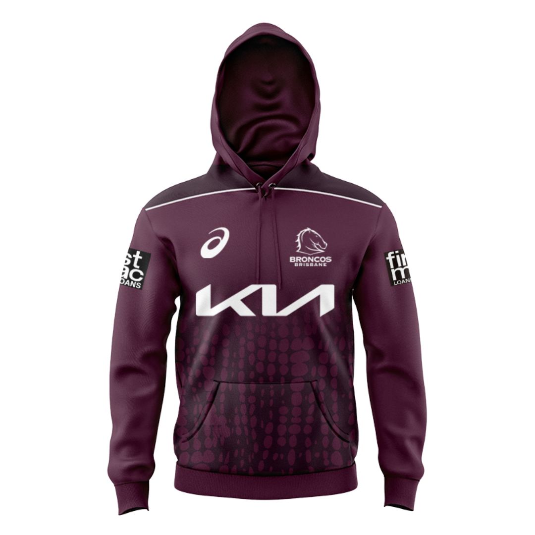 Brisbane Broncos 2025 Kids Maroon Training Hoodie