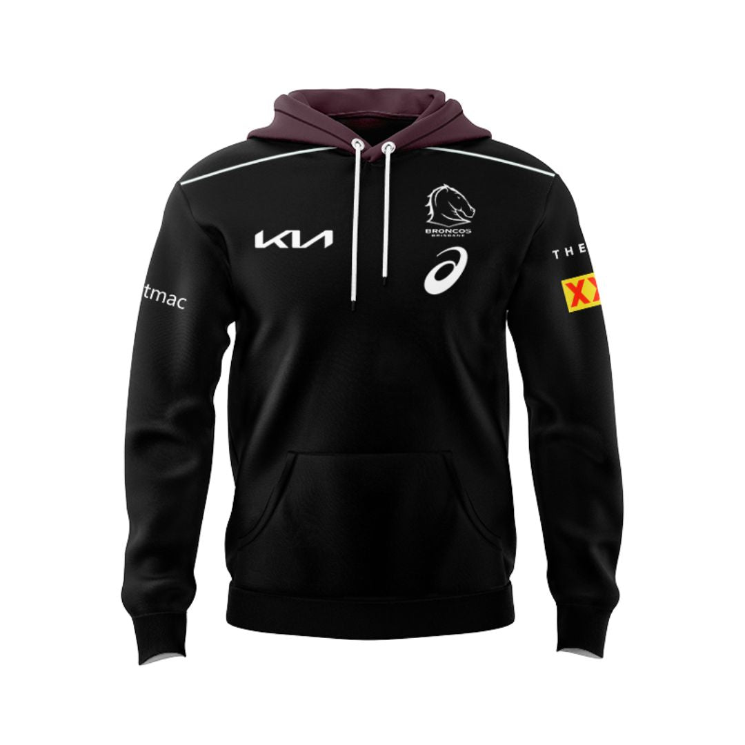 Brisbane Broncos 2025 Black Front Hoodie