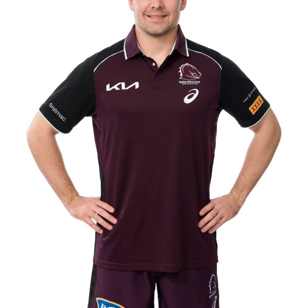 Brisbane Broncos 2025 Black Sleeve Polo Shirt