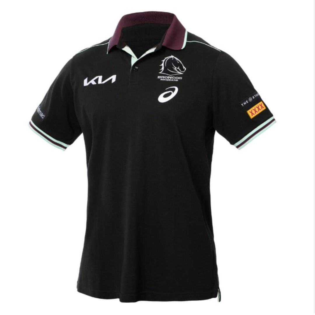 Brisbane Broncos 2025 Black Front Polo Shirt