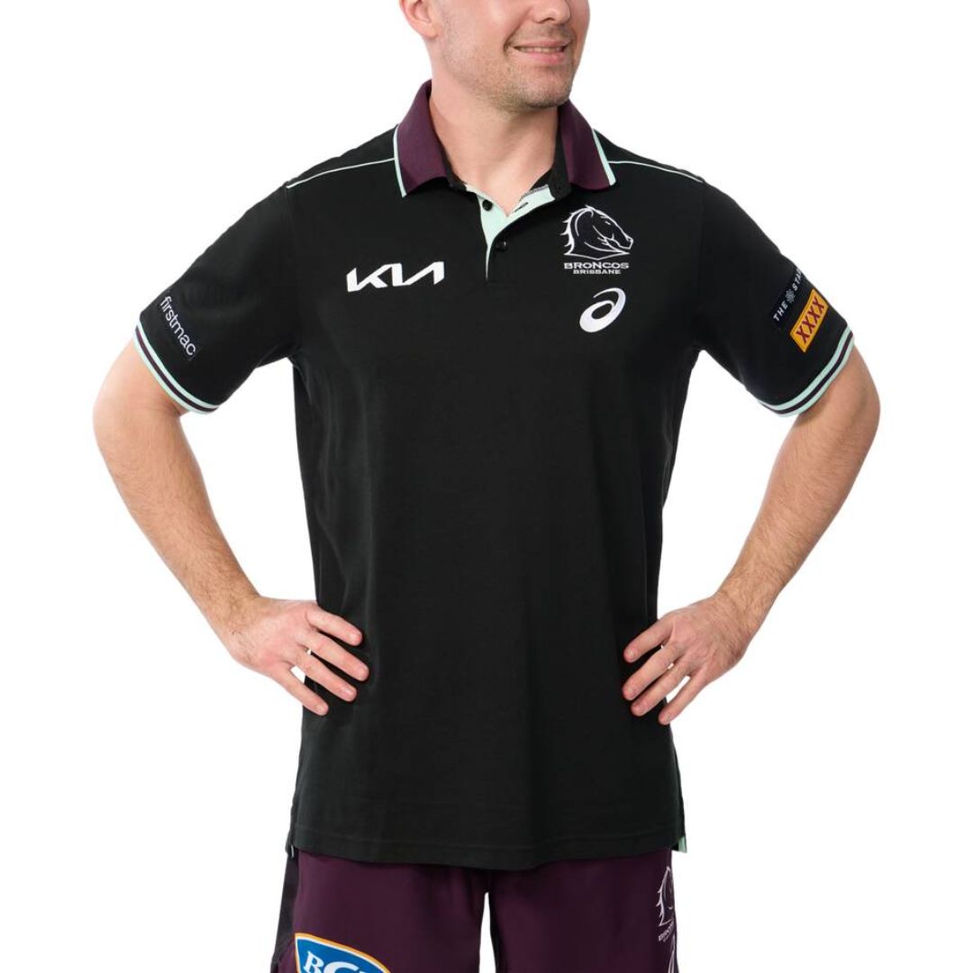 Brisbane Broncos 2025 Black Front Polo Shirt