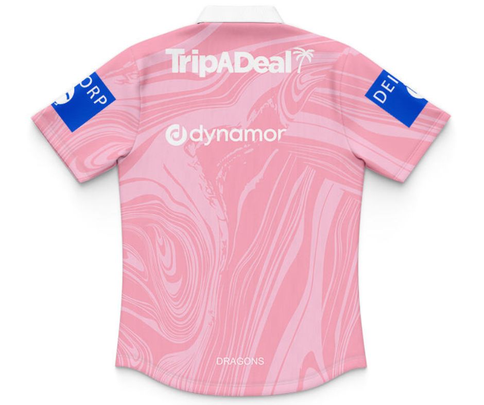St George Illawarra Dragons 2025 Kids Pink Training Polo Shirt