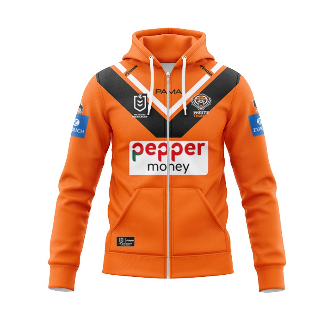 Wests Tigers 2025 Away Hoodie with Zipper