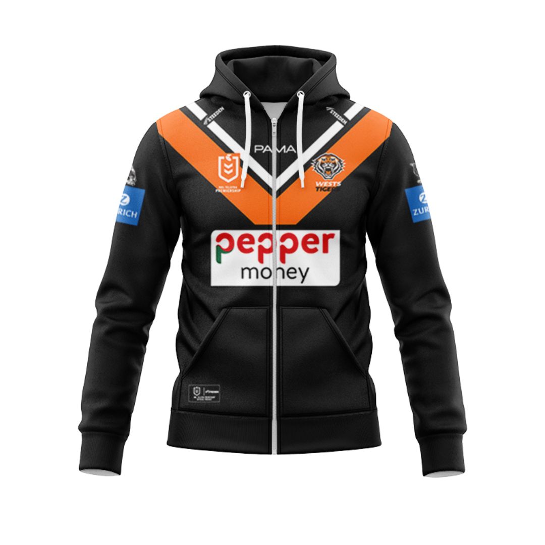 Wests Tigers 2025 Home Hoodie With Zipper