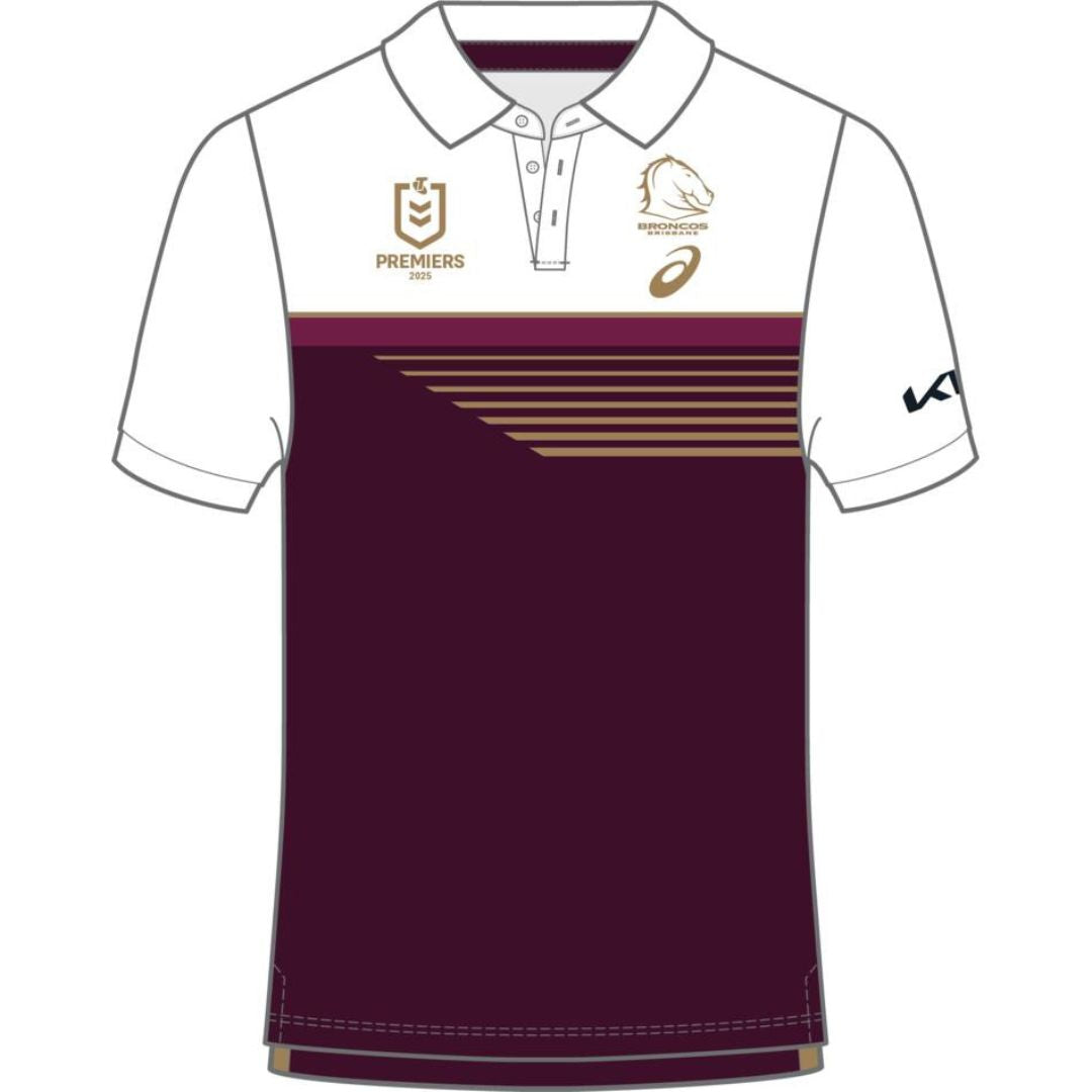 Brisbane Broncos 2025 Premiers Polo Shirt - Maroon