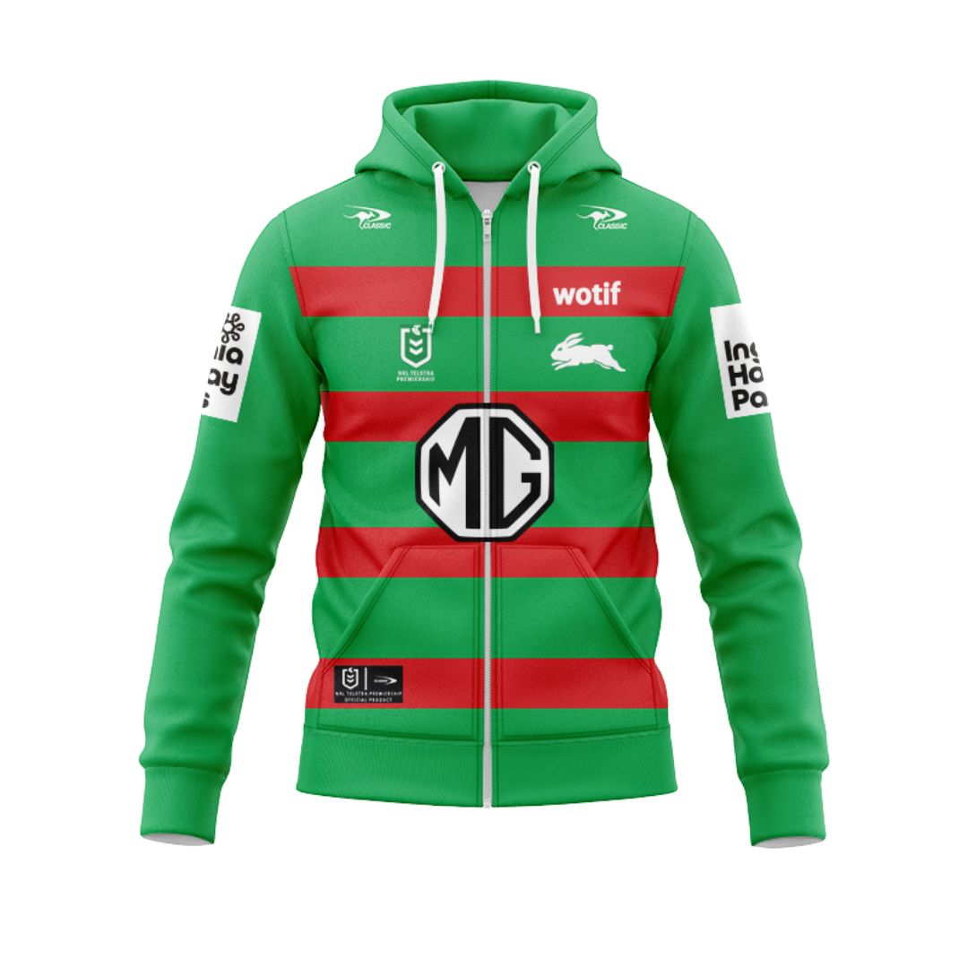 2024 South Sydney Rabbitohs Away Hoodie With Zipper