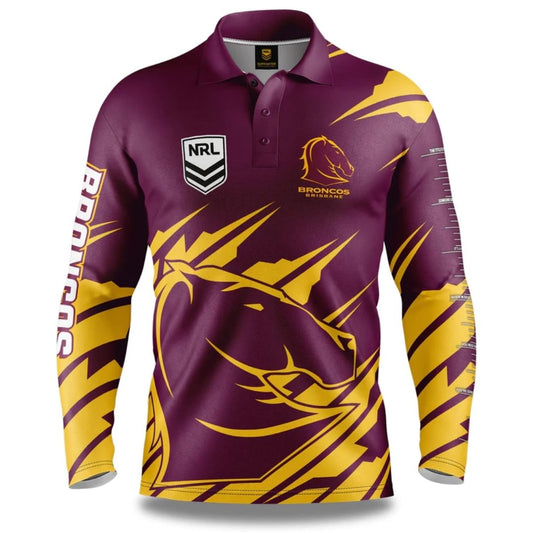 Brisbane Broncos 2024 Long Sleeve Ignition Fishing Shirt