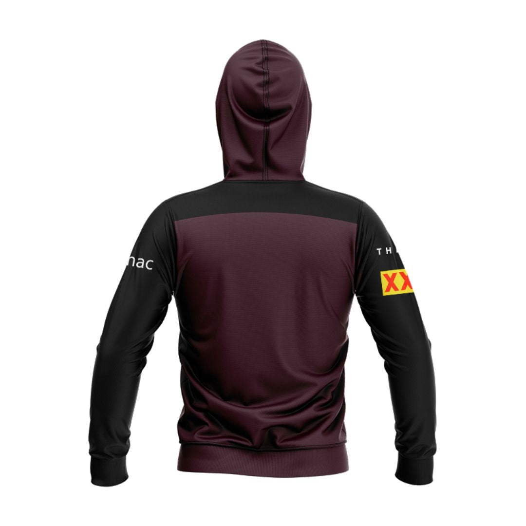 Brisbane Broncos 2025 Black Sleeve Hoodie with Zipper