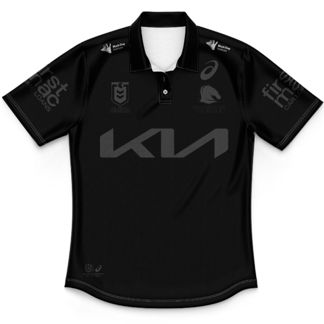 Brisbane Broncos 2025 Kids Black Polo Shirt