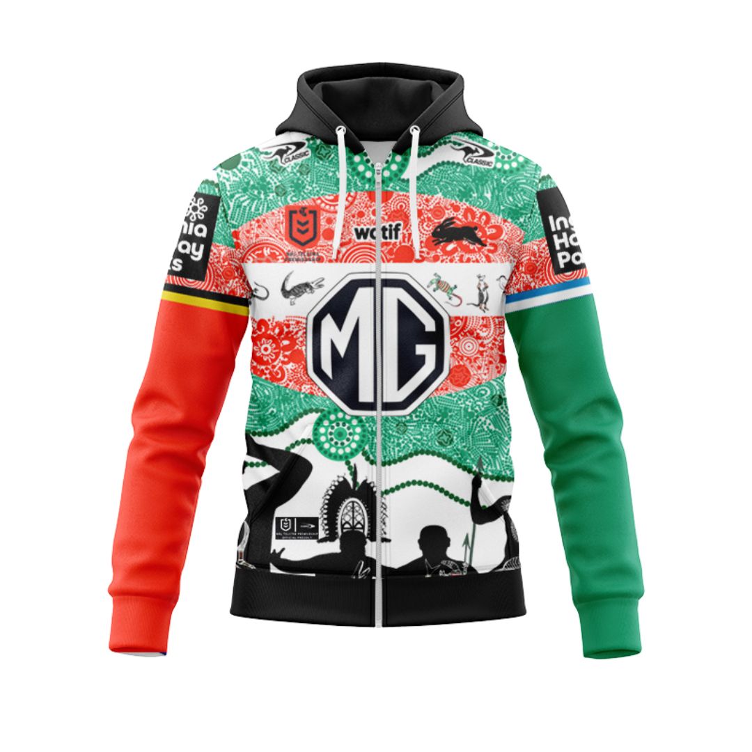 South Sydney Rabbitohs 2024 Indigenous Hoodie With Zipper