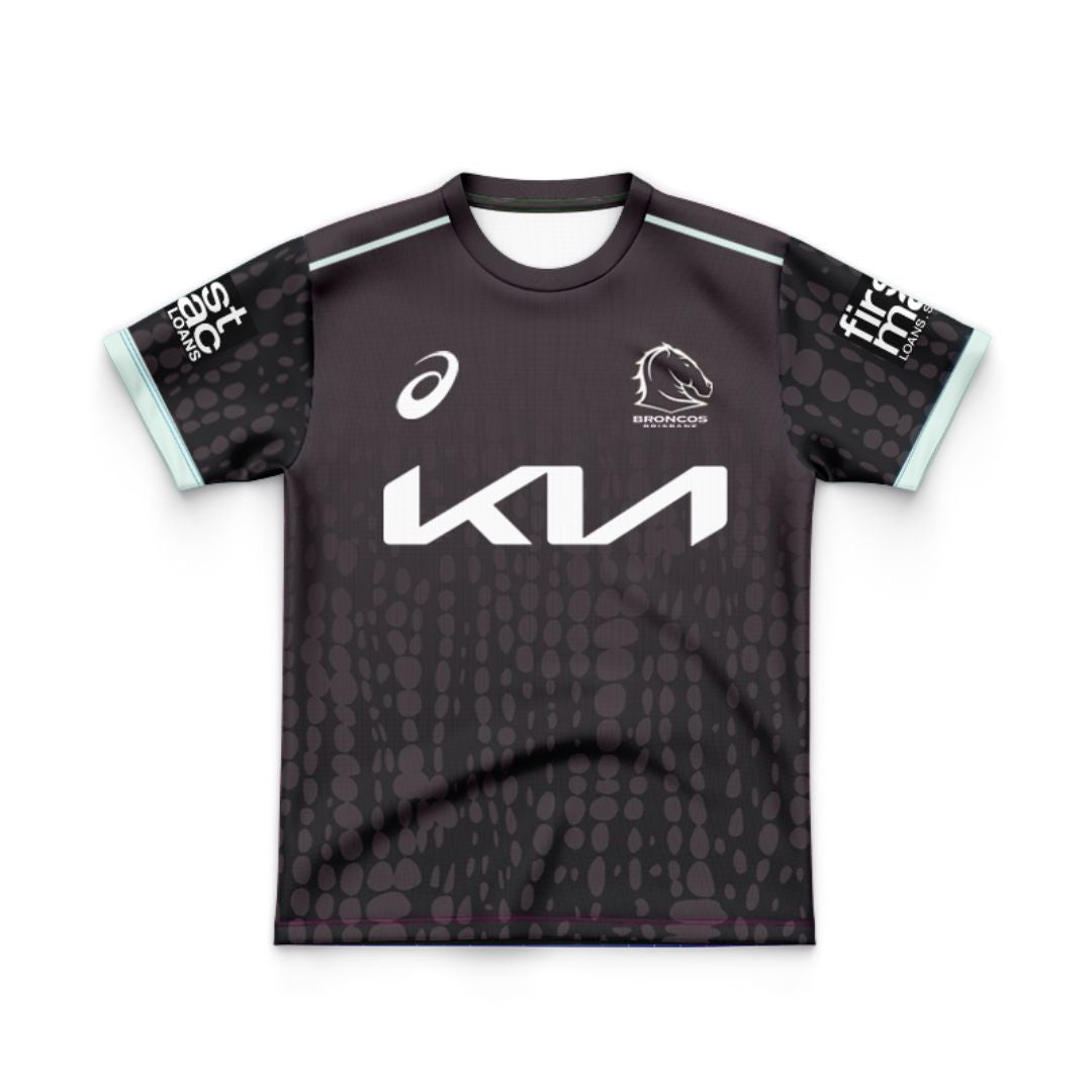 Brisbane Broncos 2025 Kids Black Training Jersey