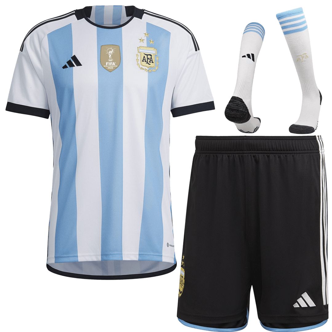 Argentina 2022-23 World Cup Home Kit - Includes Shirt, Shorts & Socks (3 Stars)