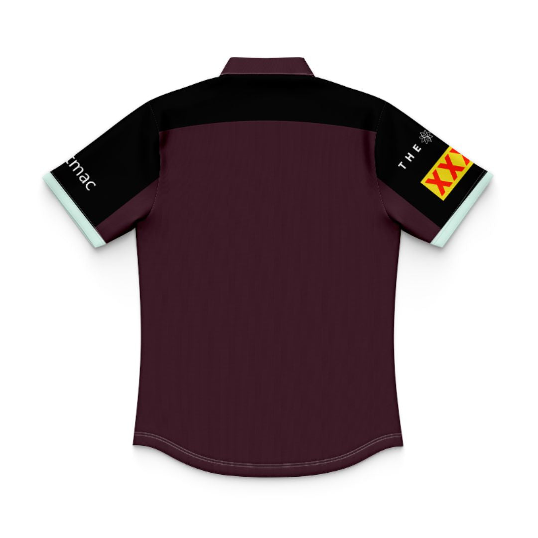 Brisbane Broncos 2025 Kids Black Sleeve Polo Shirt