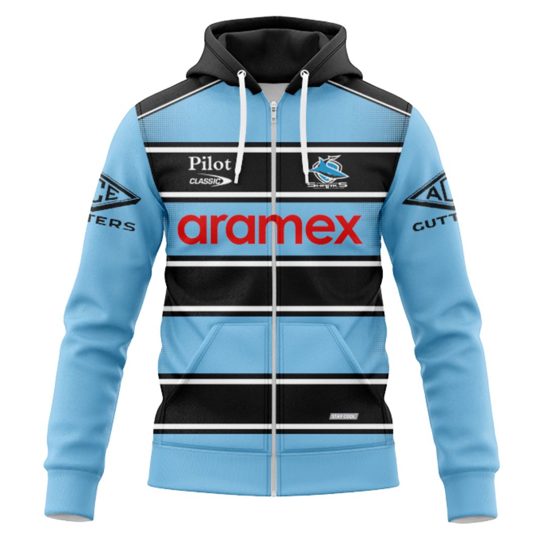 Cronulla Sutherland Sharks 2025 Warm Up Hoodie with Zipper