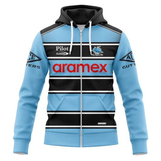 Cronulla Sutherland Sharks 2025 Warm Up Hoodie with Zipper