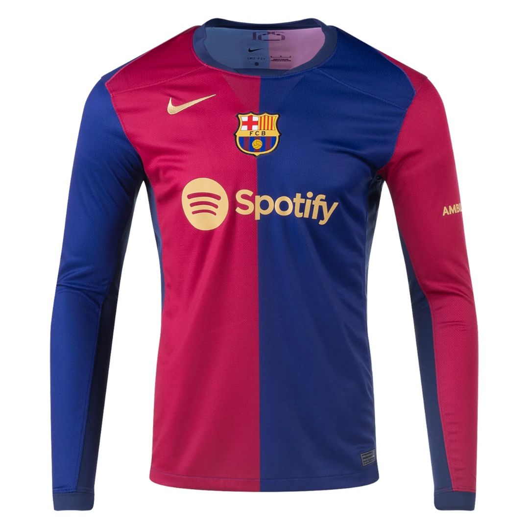 Barcelona 2024/25 Long Sleeve Home Jersey Shirt (Add Your Own Name & Number)