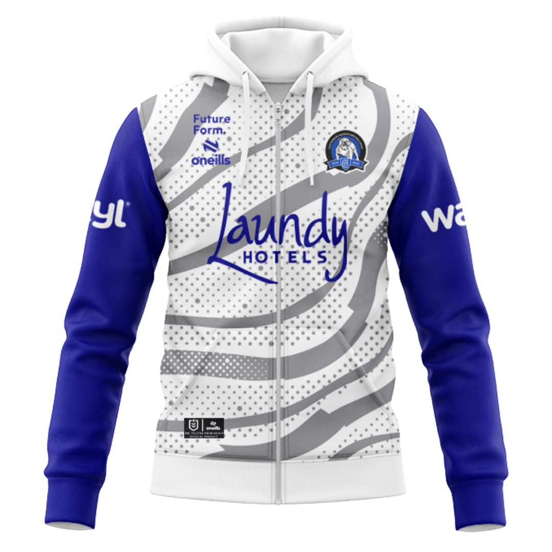 Canterbury Bankstown Bulldogs 2025 White Training Hoodie with Zipper