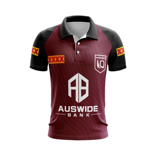 Queensland Maroons State Of Origin 2023 Black Sleeve Training Polo Shirt
