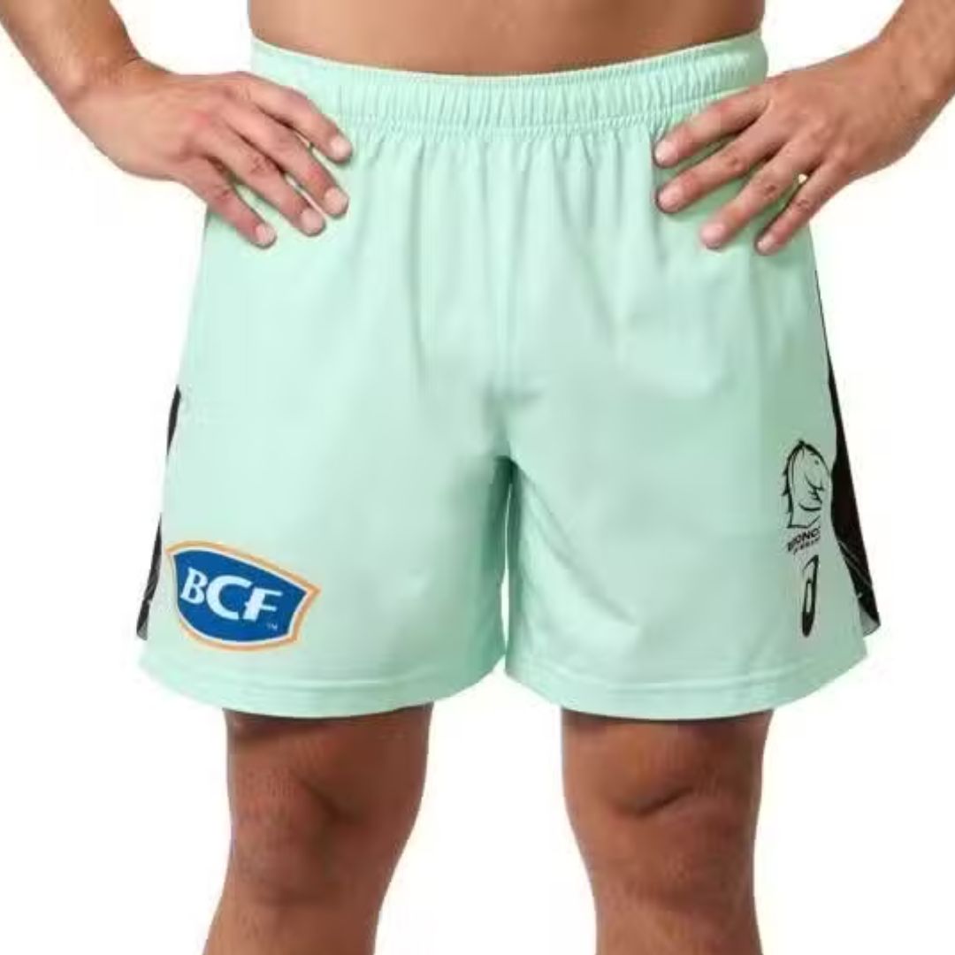 Brisbane Broncos 2025 Long Mint Green Training Gym Shorts