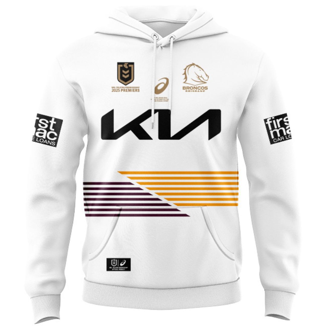 Brisbane Broncos 2025 Premiers Hoodie with Zipper