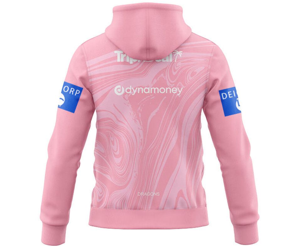St George Illawarra Dragons 2025 Pink Training Hoodie with Zipper