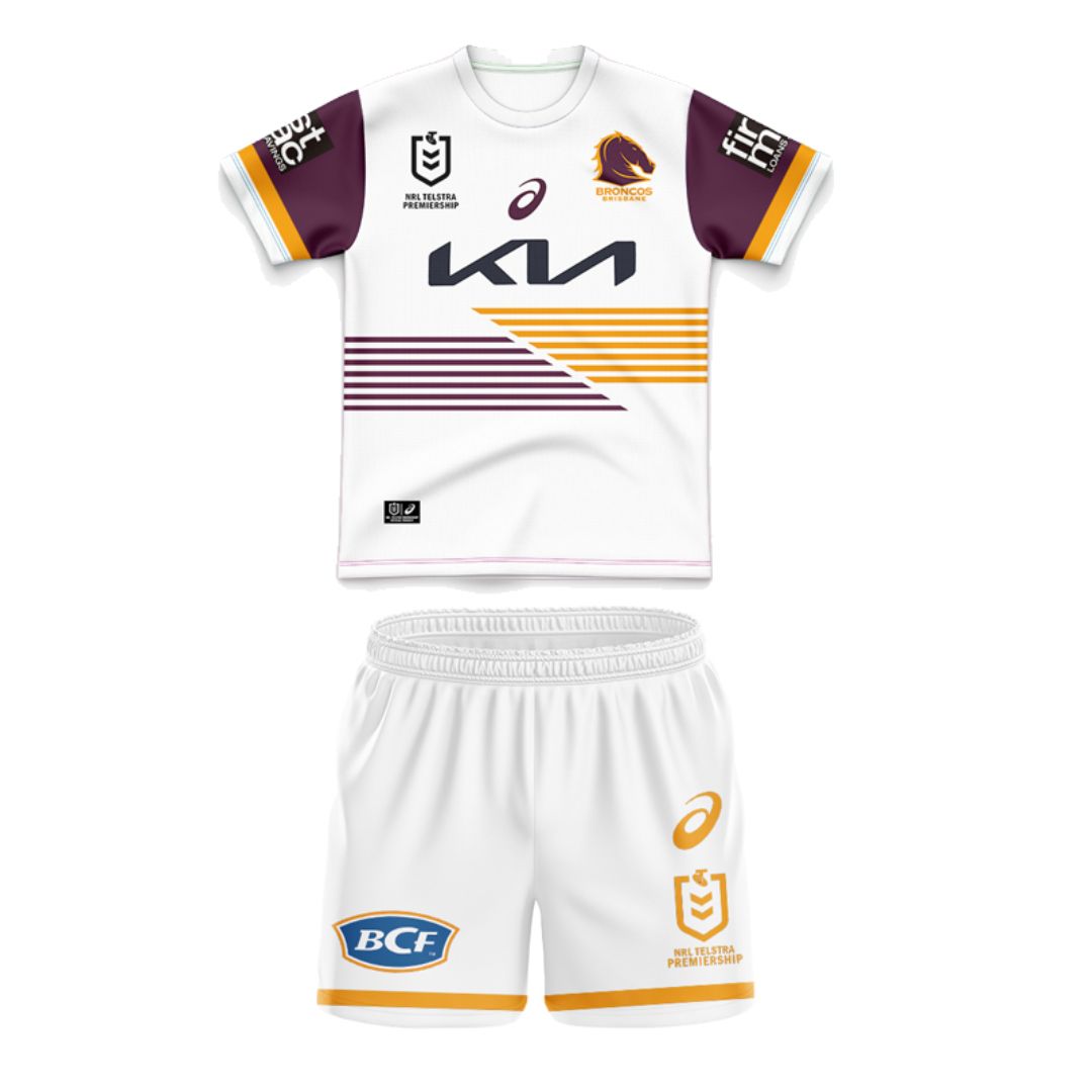Brisbane Broncos 2025 Kids Away Jersey and Shorts Kit