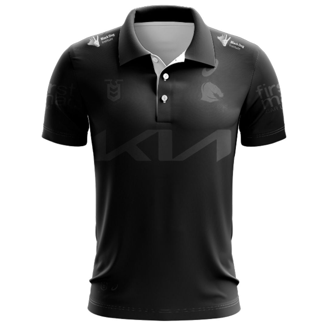 Brisbane Broncos 2025 Black Polo Shirt