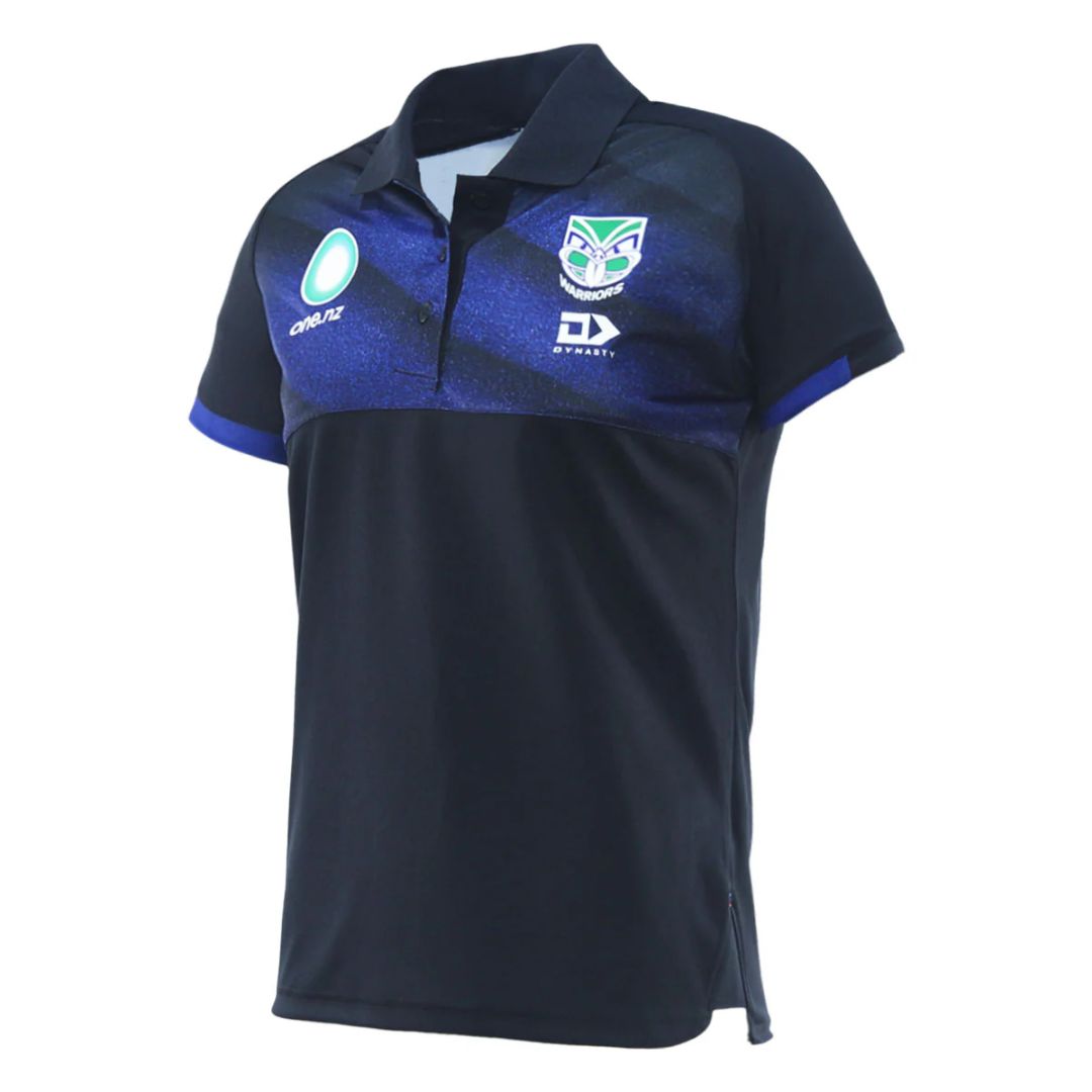 New Zealand Warriors 2025 Women's Black Sand Media Polo Shirt