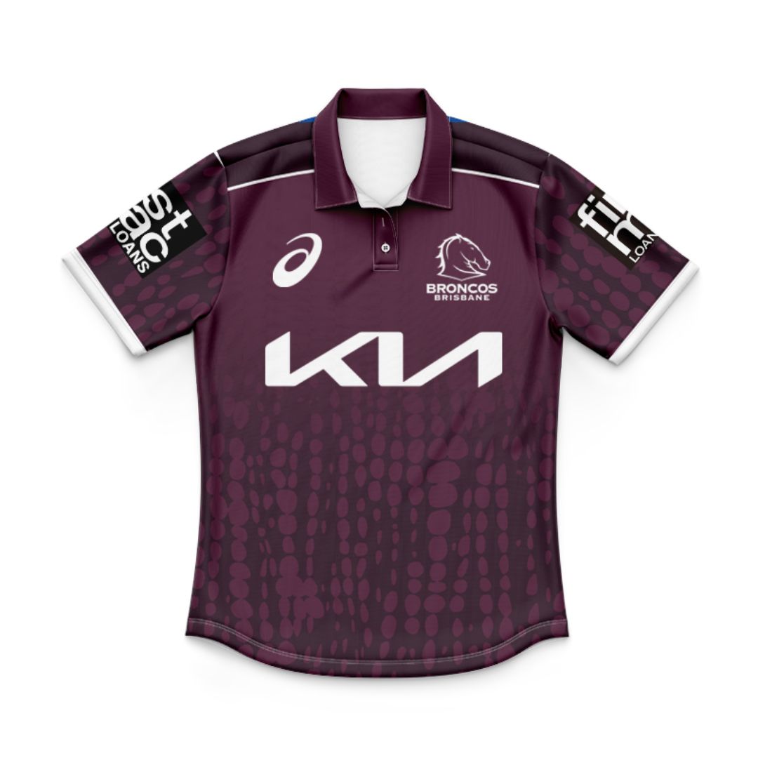 Brisbane Broncos 2025 Kids Maroon Training Polo Shirt
