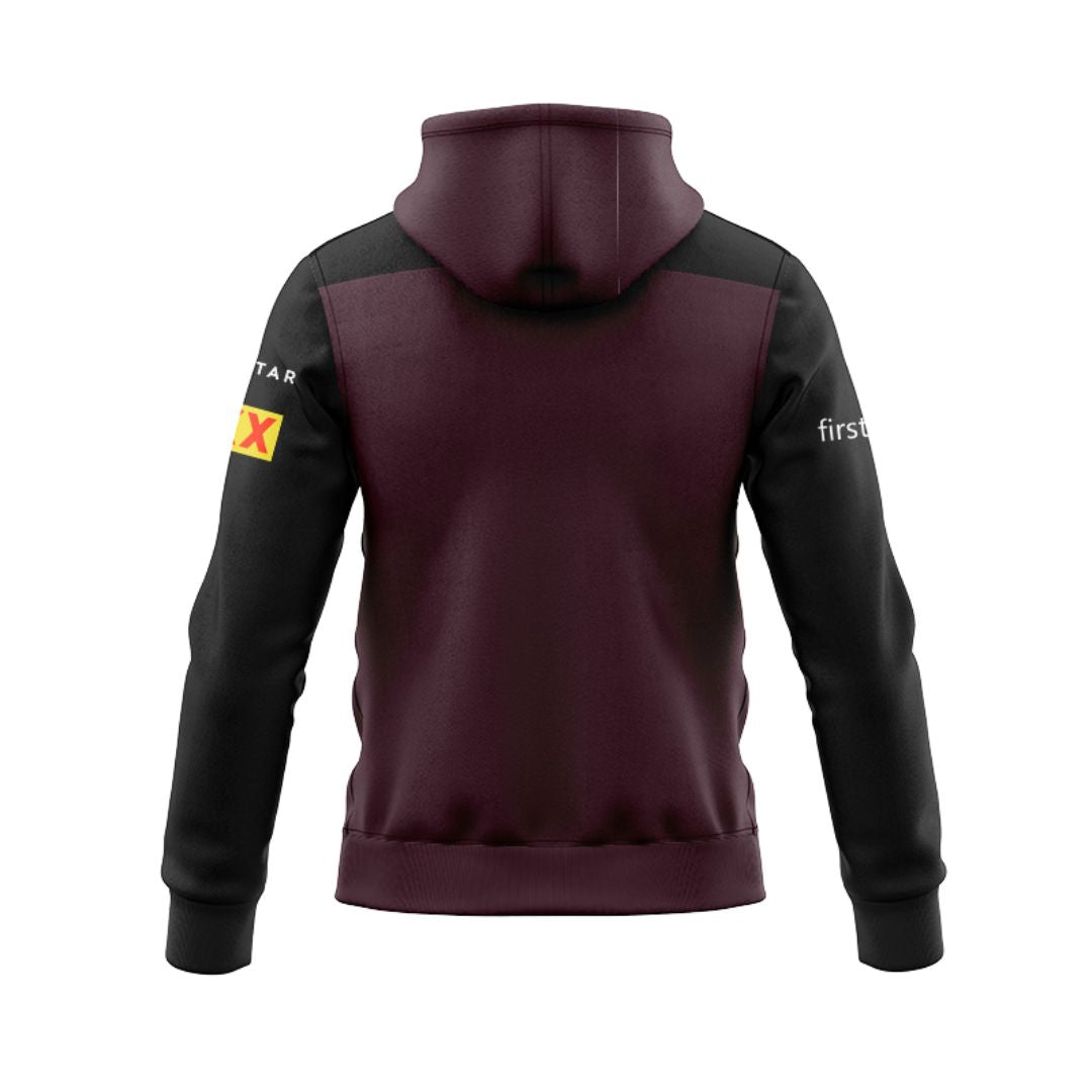 Brisbane Broncos 2025 Black Sleeve Hoodie with Zipper