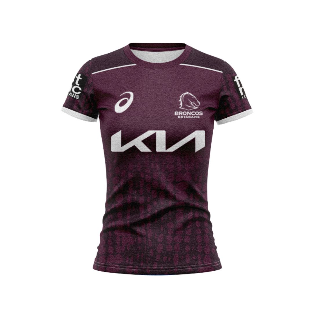 Brisbane Broncos 2025 Women's Maroon Training Shirt