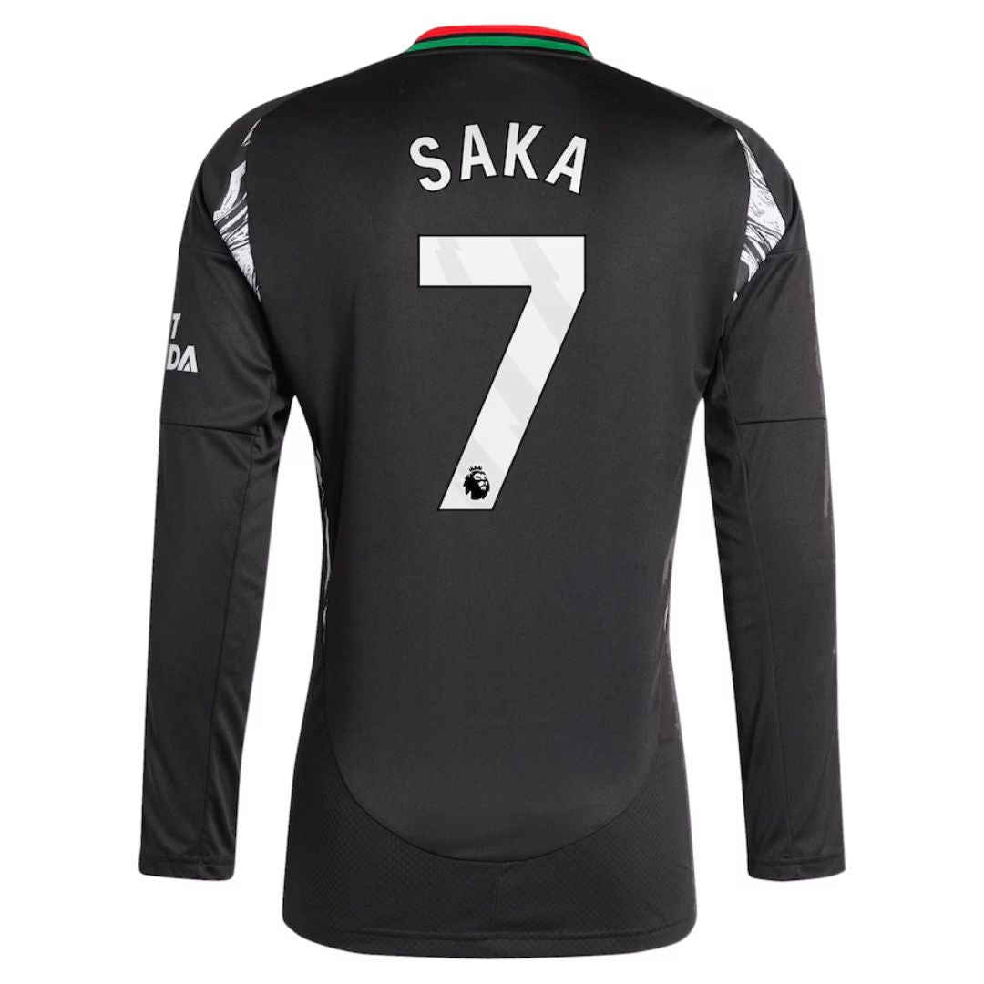 Arsenal Gunners 2024/25 Saka #7 Long Sleeve Away Jersey Shirt