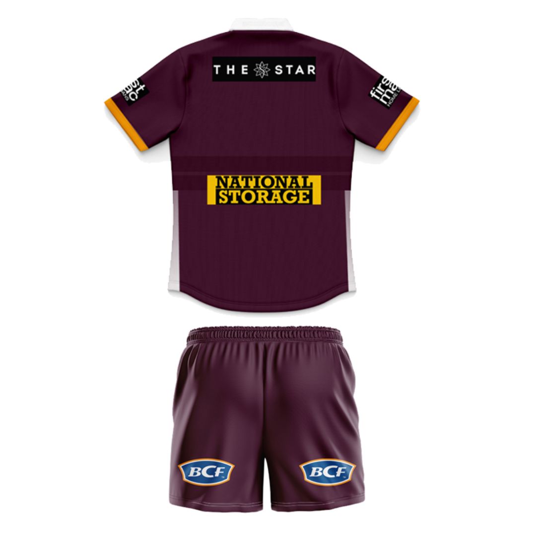 Brisbane Broncos 2025 Kids Home Polo Shirt and Shorts Kit