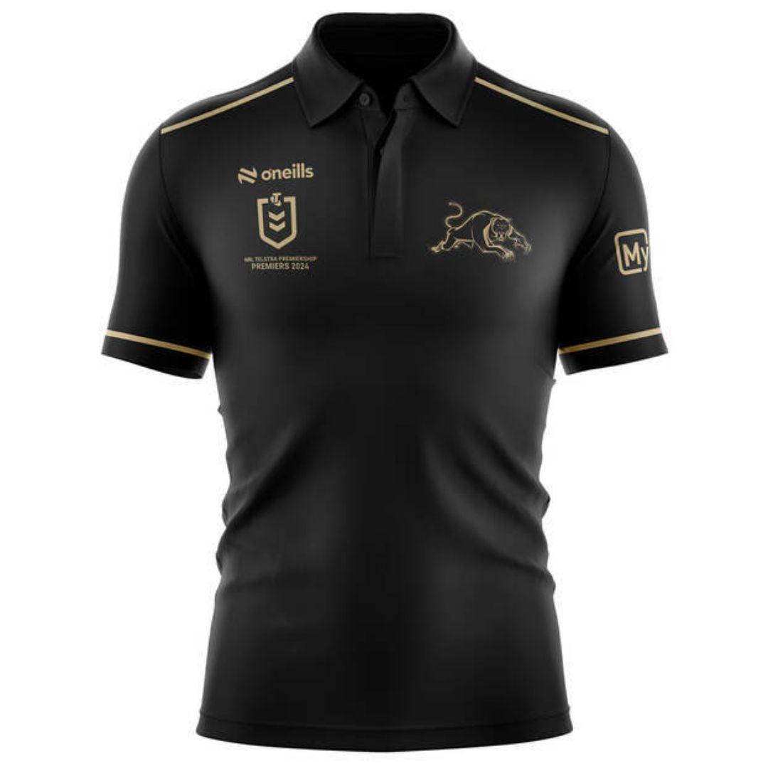 2024 Penrith Panthers Premiers 4 In a Row Black Polo Shirt