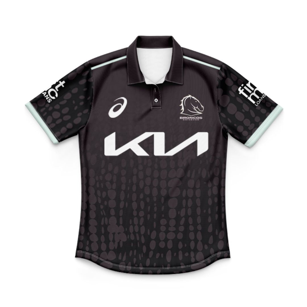 Brisbane Broncos 2025 Kids Black Training Polo Shirt